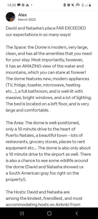 Dome With Stunning Glacier & Mountain Views Puerto Natales Exterior photo